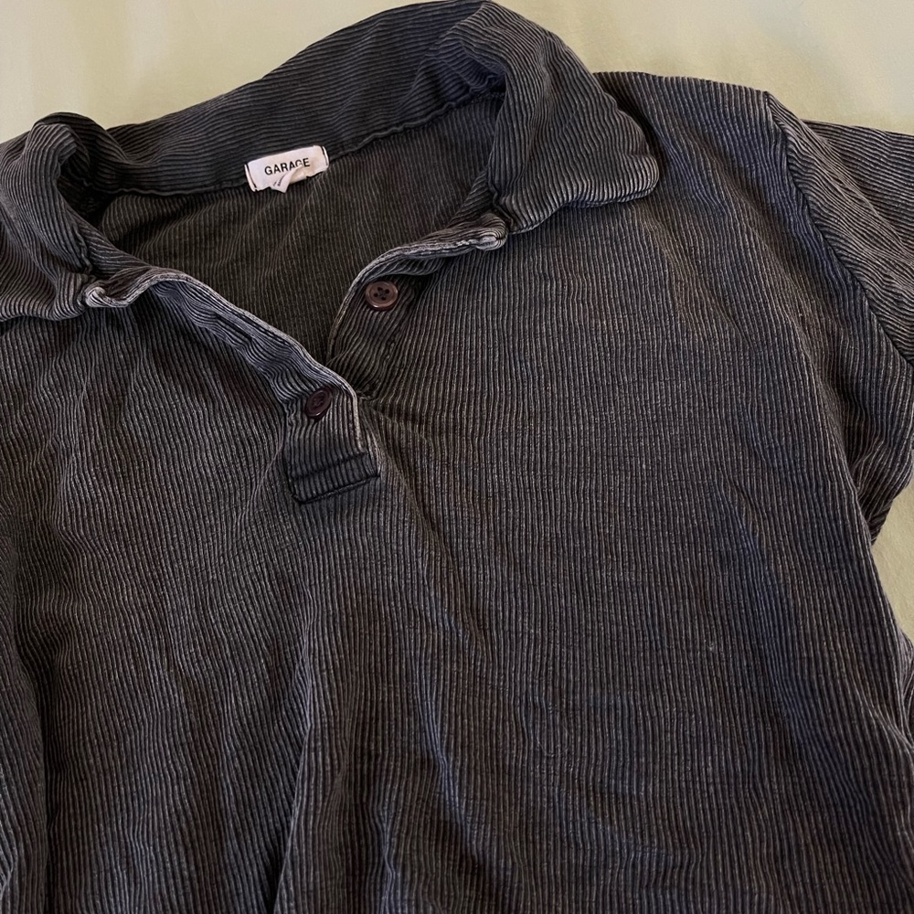 cropped half button top